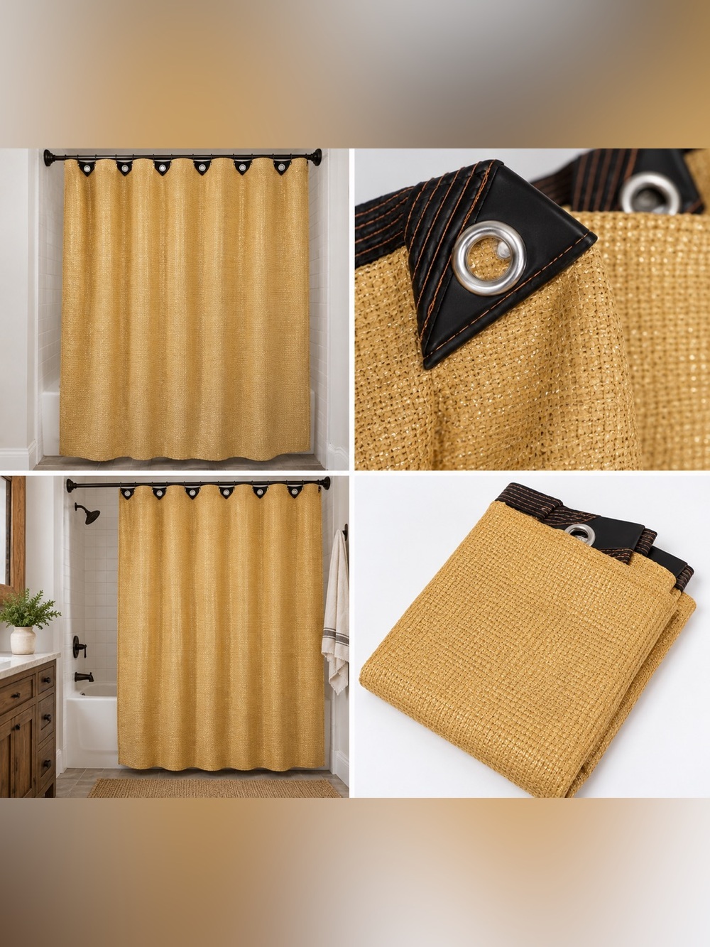 Gold Textured Shower Curtain with Grommets - Unbranded